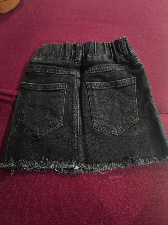 Kız Çocuk Siyah Düğmeli Denim Etek - Görsel 2