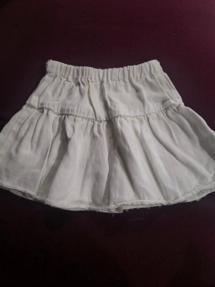 Kız Çocuk Beyaz Keten Fırfırlı Etek - Görsel 2