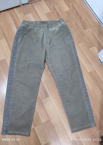 Camel rengi Kadın Kemerli Denim Pantolon