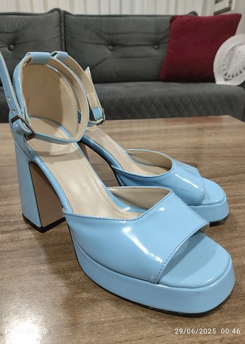 Mavi Platform Topuklu Kadın Ayakkabı - Görsel 7