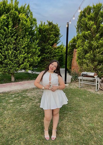 Beyaz Mini  Elbise - Görsel 3