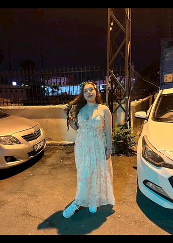 Prenses döküm Uzun Elbise krem - Görsel 2