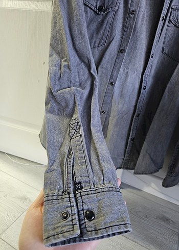 Gri Denim Erkek Gömlek Zara Men - Görsel 4