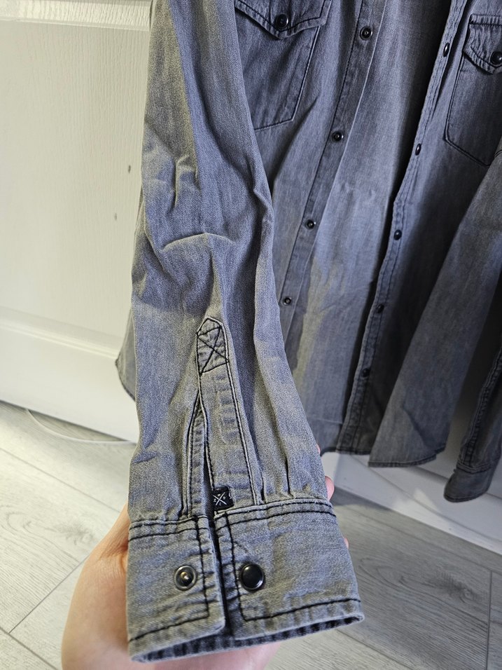 Gri Denim Erkek Gömlek Zara Men - Görsel 4