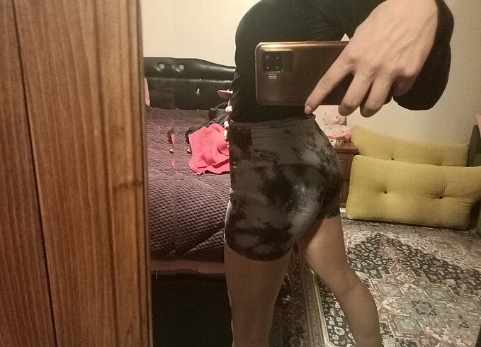s Beden gri Renk Yüksek bel push-up mini tayt