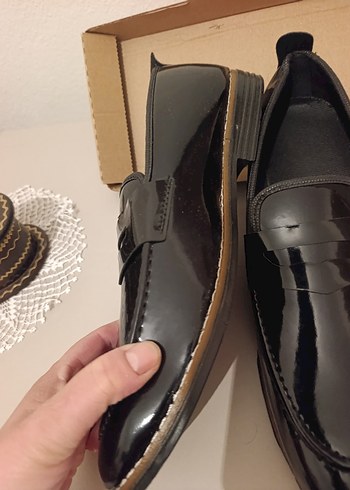 Diğer Sik Siyah Parlak Deri Loafer
