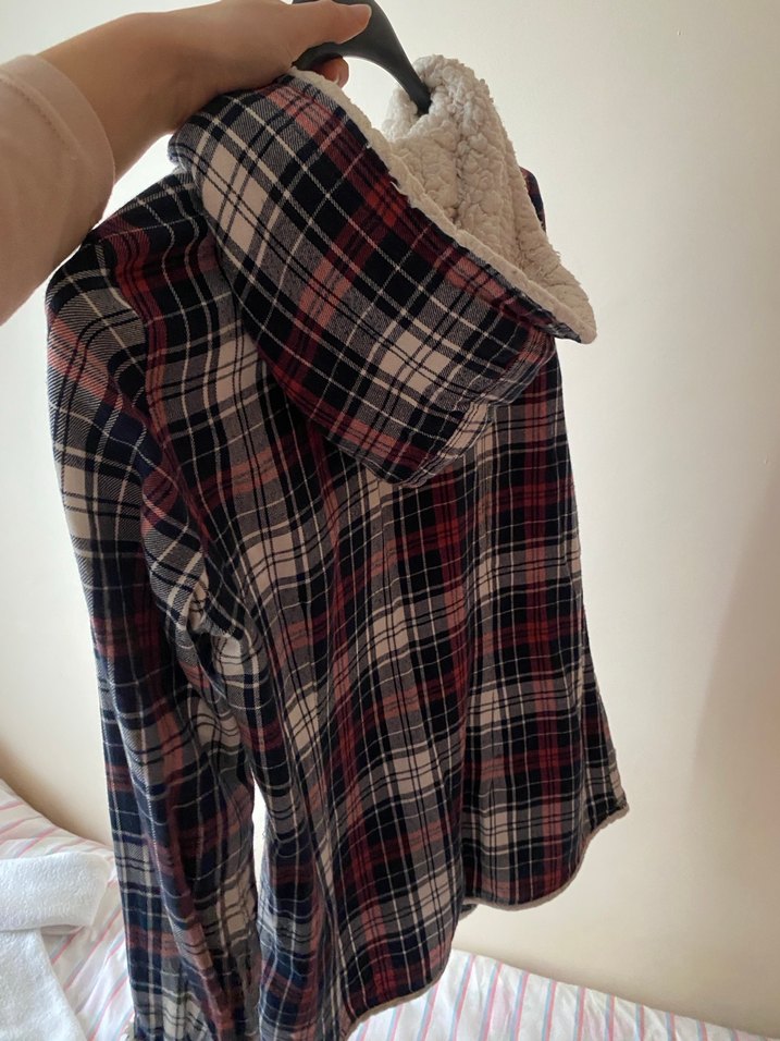 Düğmeli Uzun Kollu Ekose Gömlek - Görsel 2