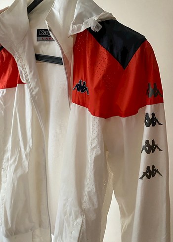 Kappa Beyaz Kırmızı Kadın Fermuarlı Ceket - Görsel 4