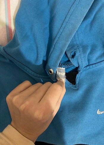 Erkek Mavi Siyah Kapüşonlu Sweatshirt - Görsel 2