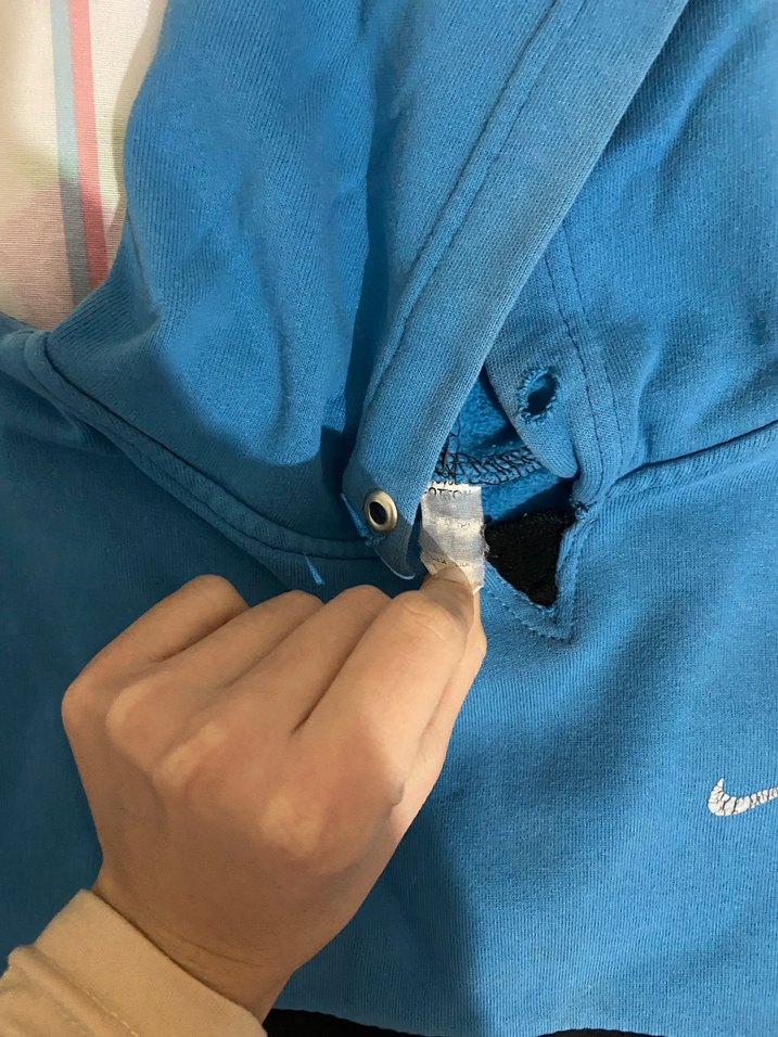 Erkek Mavi Siyah Kapüşonlu Sweatshirt - Görsel 2