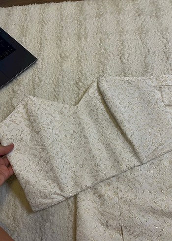 Straplez midi Beyaz Abiye takımı - Görsel 2