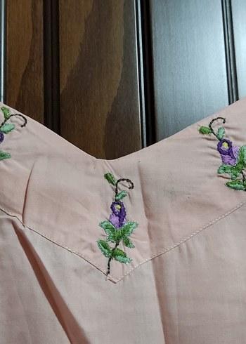 Nakışlı Uzun Pembe Kadın Sabahlık - Görsel 5