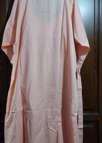 Nakışlı Uzun Pembe Kadın Sabahlık - Görsel 2