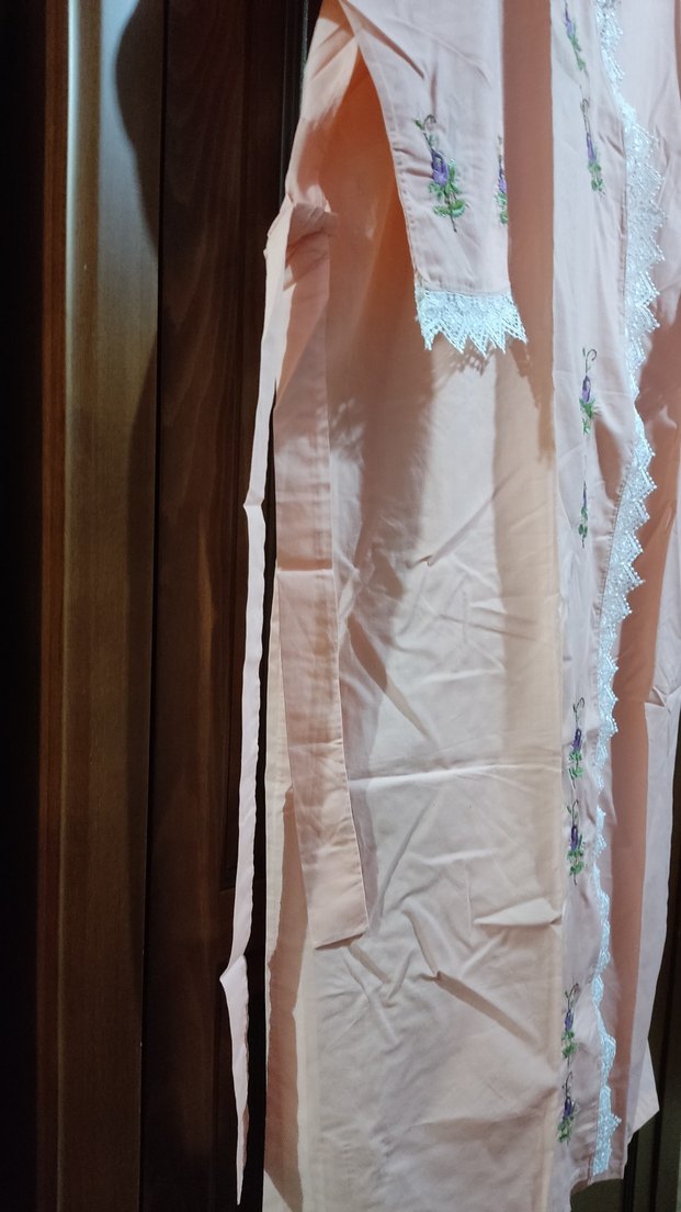 Nakışlı Uzun Pembe Kadın Sabahlık - Görsel 4