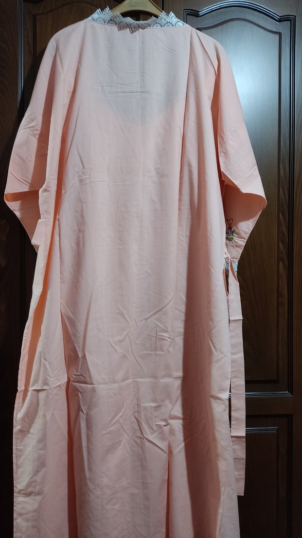 Nakışlı Uzun Pembe Kadın Sabahlık - Görsel 2