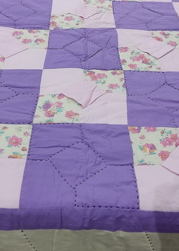 Nakışlı Mor Pastel Yatak Örtüsü - Görsel 2