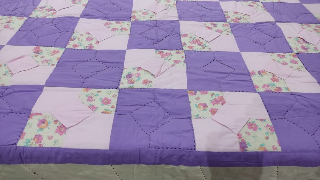 Nakışlı Mor Pastel Yatak Örtüsü - Görsel 2