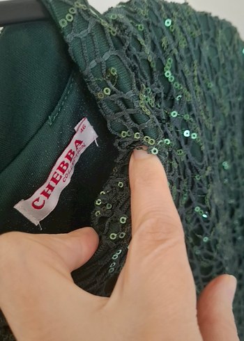 Yeşil Drapeli Uzun Abiye Elbise - Görsel 4