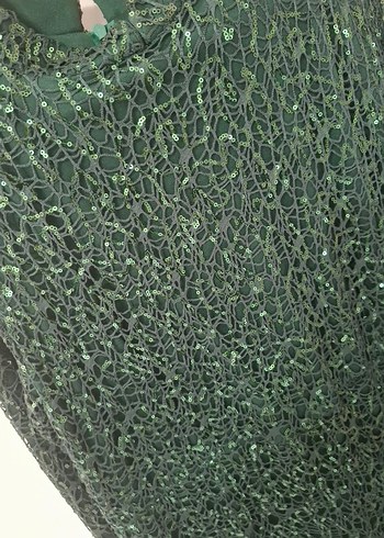 Yeşil Drapeli Uzun Abiye Elbise - Görsel 3