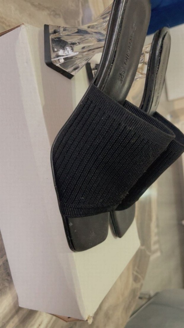 Comello Siyah Kadın Blok Topuk Terlik - Görsel 2