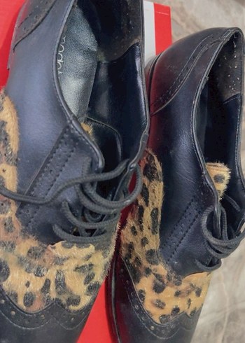 Leopar Desenli Tüylü Kadın Klasik Ayakkabı - Görsel 2