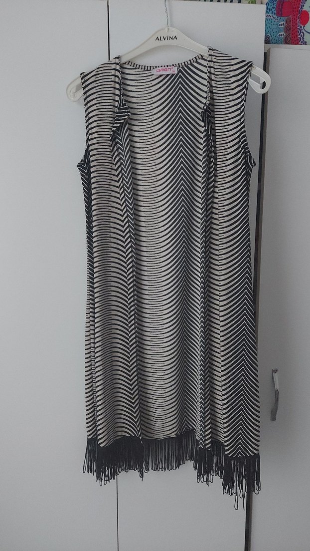 Siyah Gri Zebra Desenli Yelek - Görsel 2