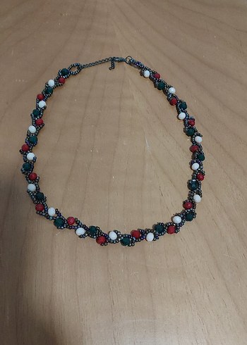 Nakışlı Çok Renkli Boncuklu Midi Kolye - Görsel 2