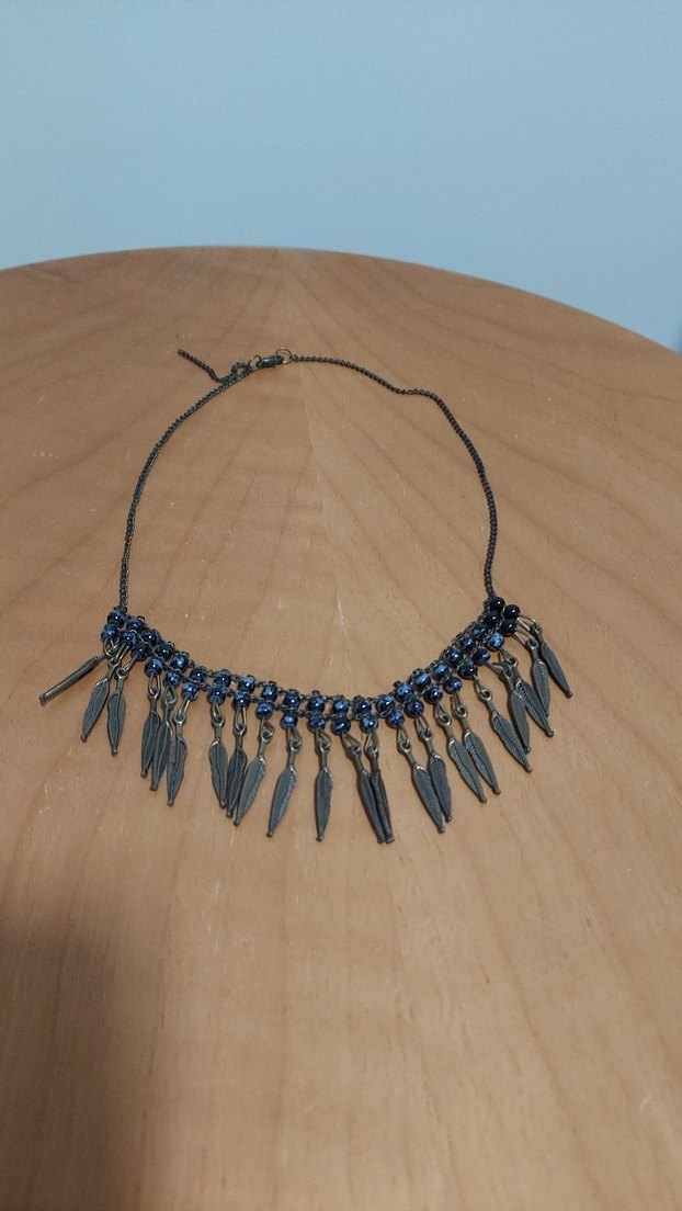 Bohem Tarzı Mavi Boncuklu Midi Kolye - Görsel 2