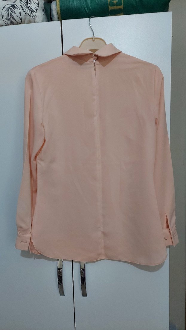 Alvina Pudra renkli Kadın Piliseli Uzun Kollu Gömlek - Görsel 3