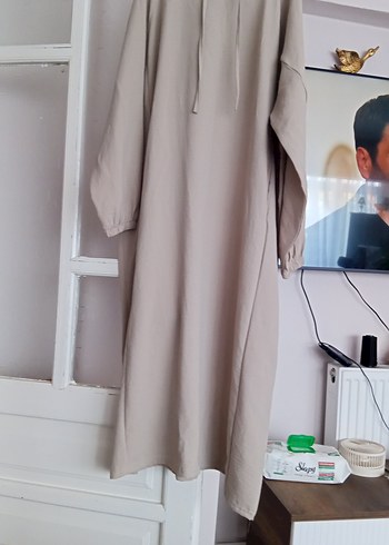 Bej Uzun Kollu Keten Kadın Tunik