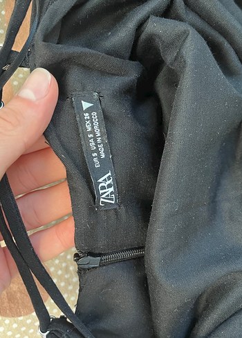 Siyah keten Mini Elbise kare Yaka Kısa Kol - Görsel 5