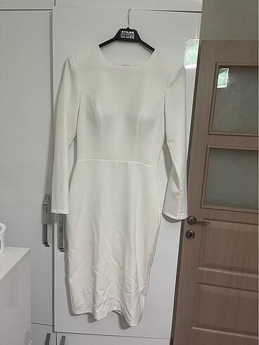 Özel dikim beyaz vatkalı elbise - Görsel 6