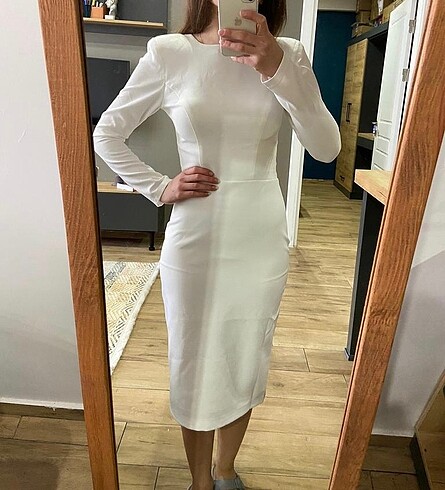 Özel dikim beyaz vatkalı elbise - Görsel 5