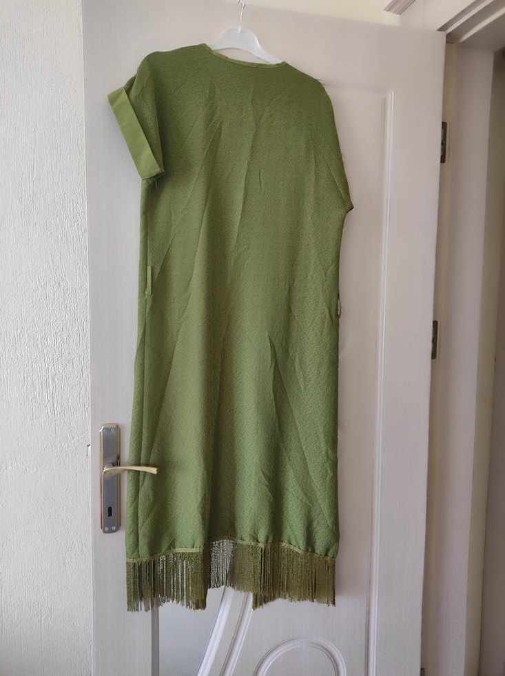 Kadın Haki Uzun Bohem Salaş Yelek - Görsel 2