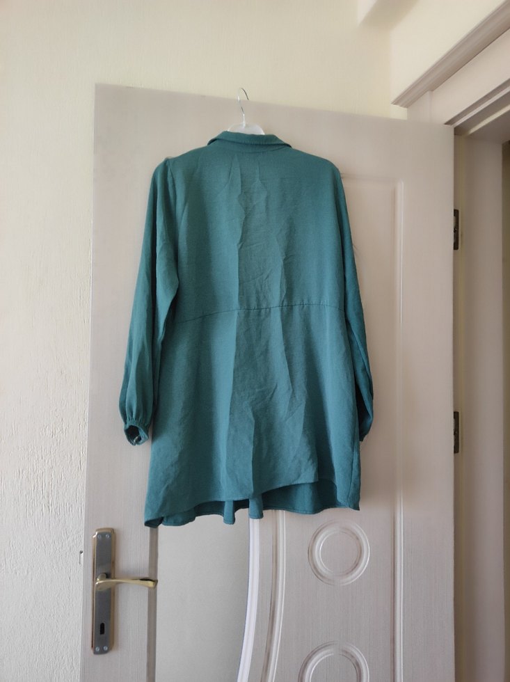 Diger Kadın Turkuaz Midi Keten Tunik - Görsel 2