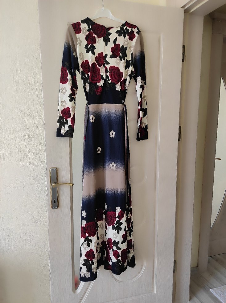 Çiçek Desenli Uzun Kollu Bohem Elbise - Görsel 2