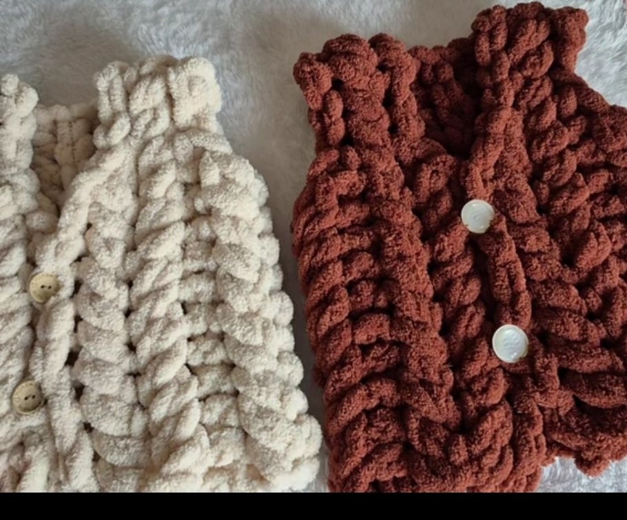 0-6 aylık puffy örgü bebek yeleği - Görsel 2