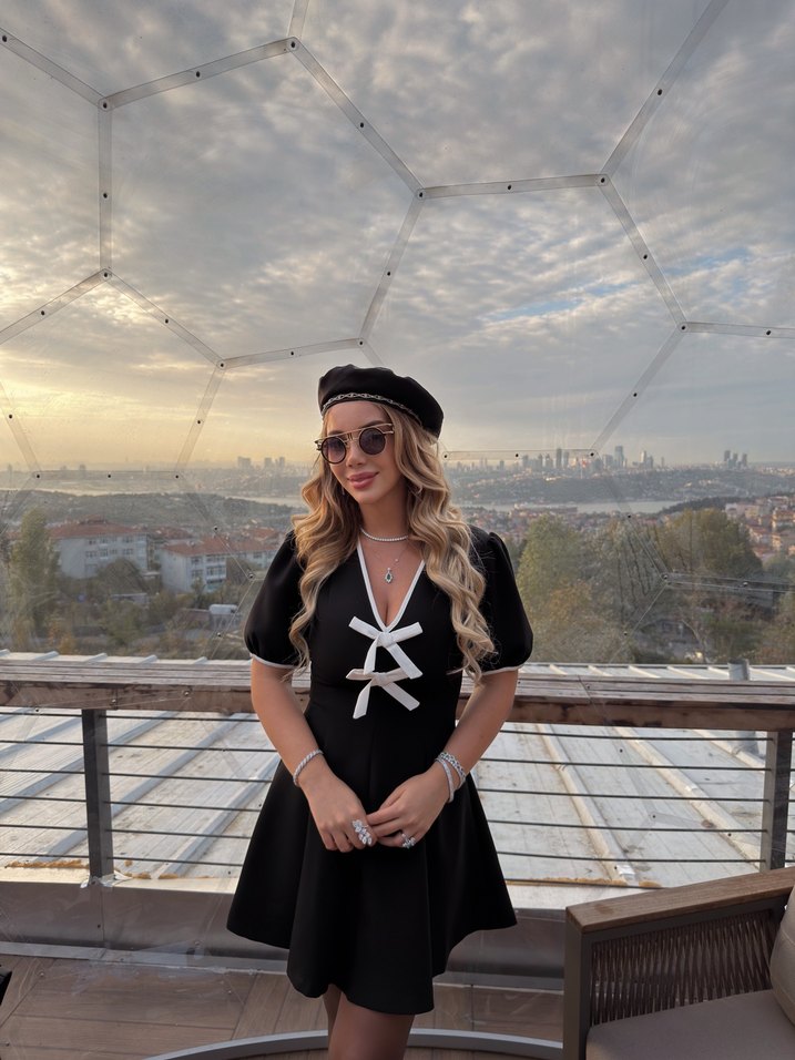 Kısa Siyah Goth Mezuniyet Elbisesi - Görsel 4