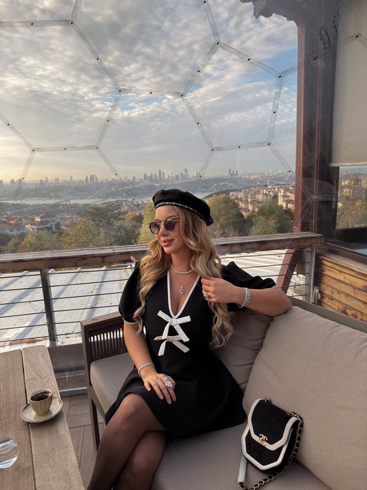 Kısa Siyah Goth Mezuniyet Elbisesi - Görsel 2