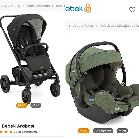 Joei bebek arabası + puset
