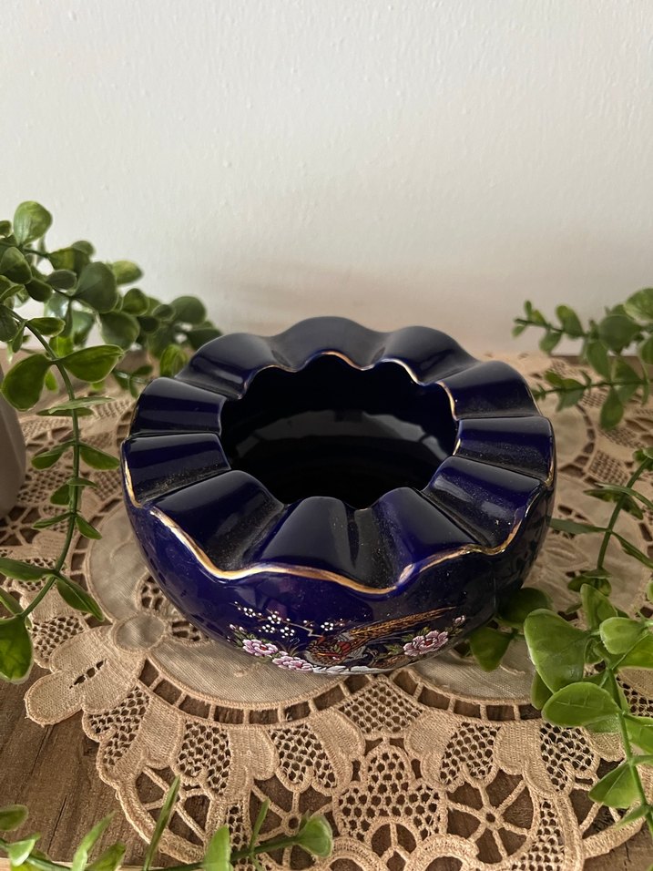 Koyu Mavi Çiçek Desenli kobalt ısıtıcı - Görsel 2