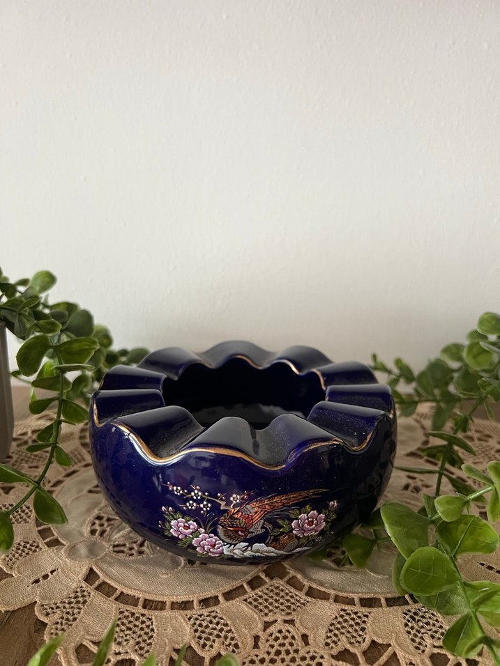 Koyu Mavi Çiçek Desenli kobalt ısıtıcı - Görsel 4