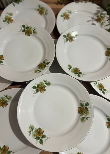 Beyaz Çiçek Desenli Yemek Tabağı Seti 10 adet - Görsel 2