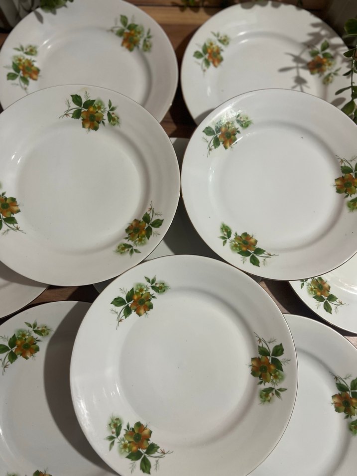 Beyaz Çiçek Desenli Yemek Tabağı Seti 10 adet - Görsel 4