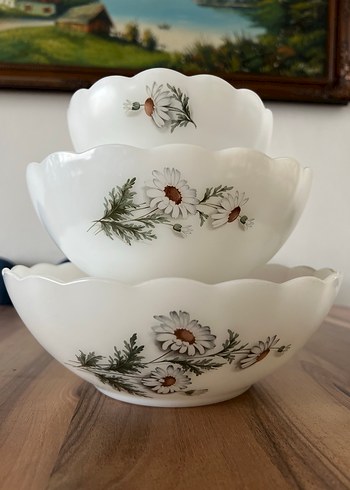 Beyaz Papatya Desenli 3'lü Kase Seti Arcopal - Görsel 4