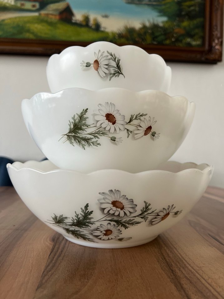 Beyaz Papatya Desenli 3'lü Kase Seti Arcopal - Görsel 4