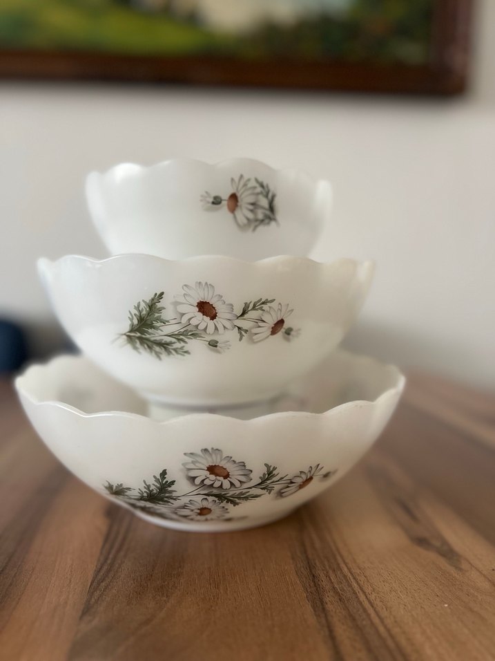 Beyaz Papatya Desenli 3'lü Kase Seti Arcopal - Görsel 3