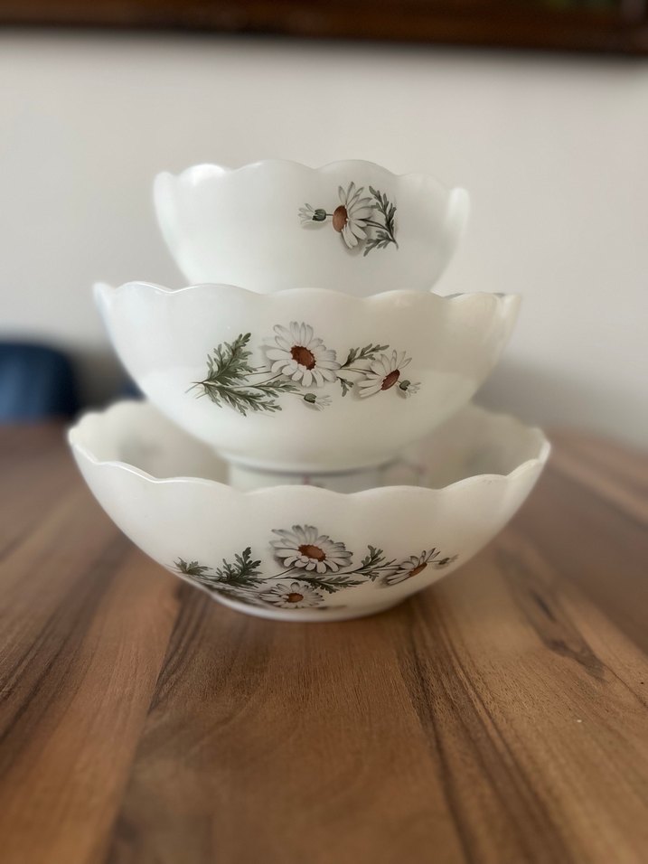 Beyaz Papatya Desenli 3'lü Kase Seti Arcopal - Görsel 2