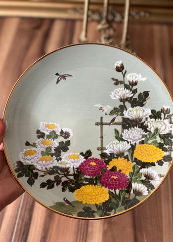 Çiçek ve Kuş Desenli Dekoratif Tabak duvar tabağı - Görsel 7