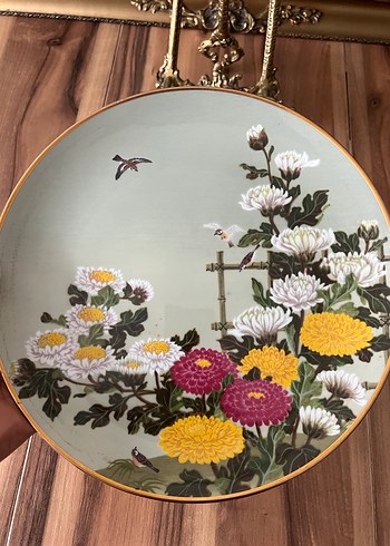 Çiçek ve Kuş Desenli Dekoratif Tabak duvar tabağı - Görsel 3